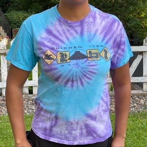 Vintage Chichen Itza Mexico Tie Dye Souvenir Tee
